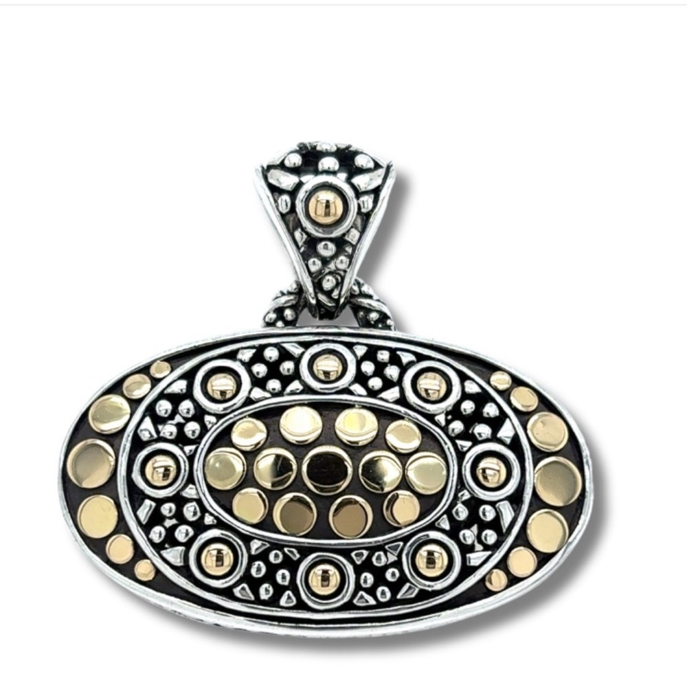 John Hardy 18k & Sterling Silver Dot Collection Oval Enhancer Pendant